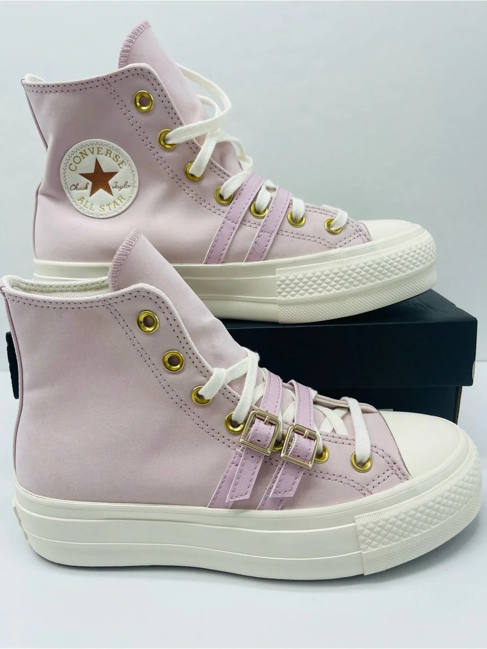 Converse CTAS Lift Hi Platform Buckle Sneakers Summit Pink Egret Blk A11864C NWT